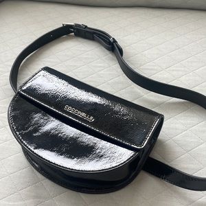 Coccinelle Italian black patent leather belted fanny pack: was a gift never used